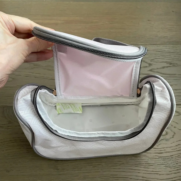 Lightweight Multi Purpose Zippered Case w Handle Pink White Gray Sz OS NWOT - Picture 6 of 13